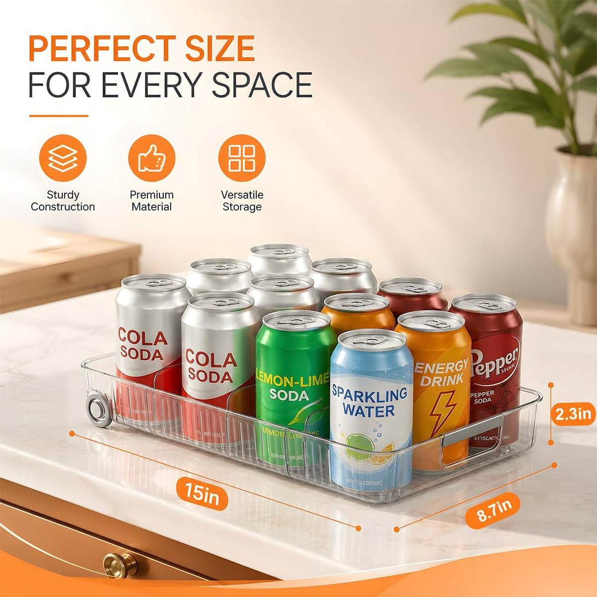 Refrigerator Organizers and Storage Roll Out Storage Bins Fridge Organizer with Wheels BPA-Free Clear Plastic Storage Bins Pantry Organizers and Storage 2 Pack