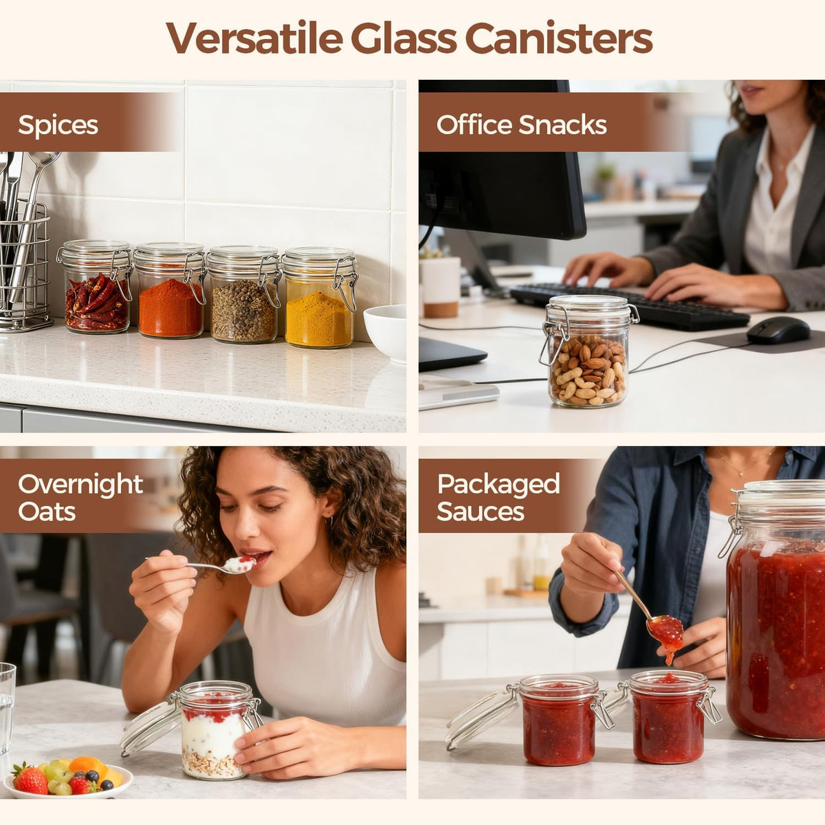 ComSaf Small 8 oz Glass Jars with Airtight Lids 12 Pack Jam Pantry