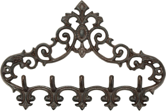 Sungmor Cast Iron Rustic Coat Hook Hanger with 5 Hooks - Practical Iron Storage Organizer/Wall Hooks Hanging Rack - Pretty