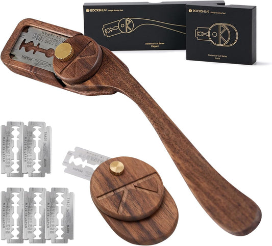 Bread Lame Set with Blade Cover, Two Scoring Knifes with 5 Feather Blades, Dough Scoring Tool for Bread Baking, Sourdough