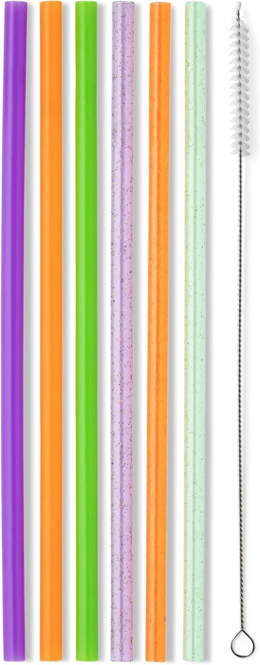 Swig Life Reusable Straws Halloween Glitter Tall Straw Set & Cleaning Brush, Each Straw is 10.25 inch Long (Fits Swig Life