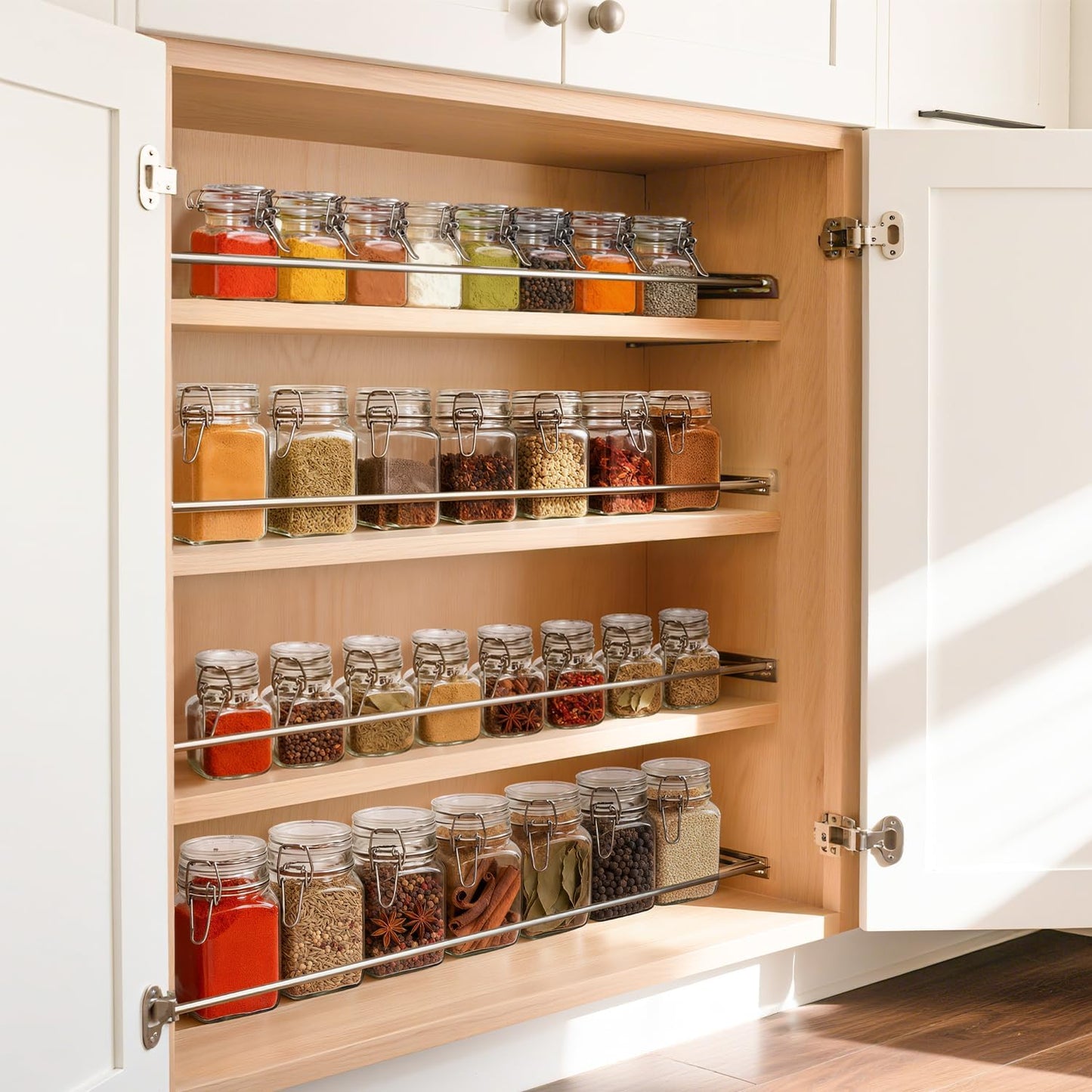 ComSaf Square Small 8 oz Glass Spice Jars with Airtight Lids 12 Pack Pantry | Jams herbs, Overnight oats, Pickling favors, Labels included, Funnel included, Pantry organization, Sourdough pickling