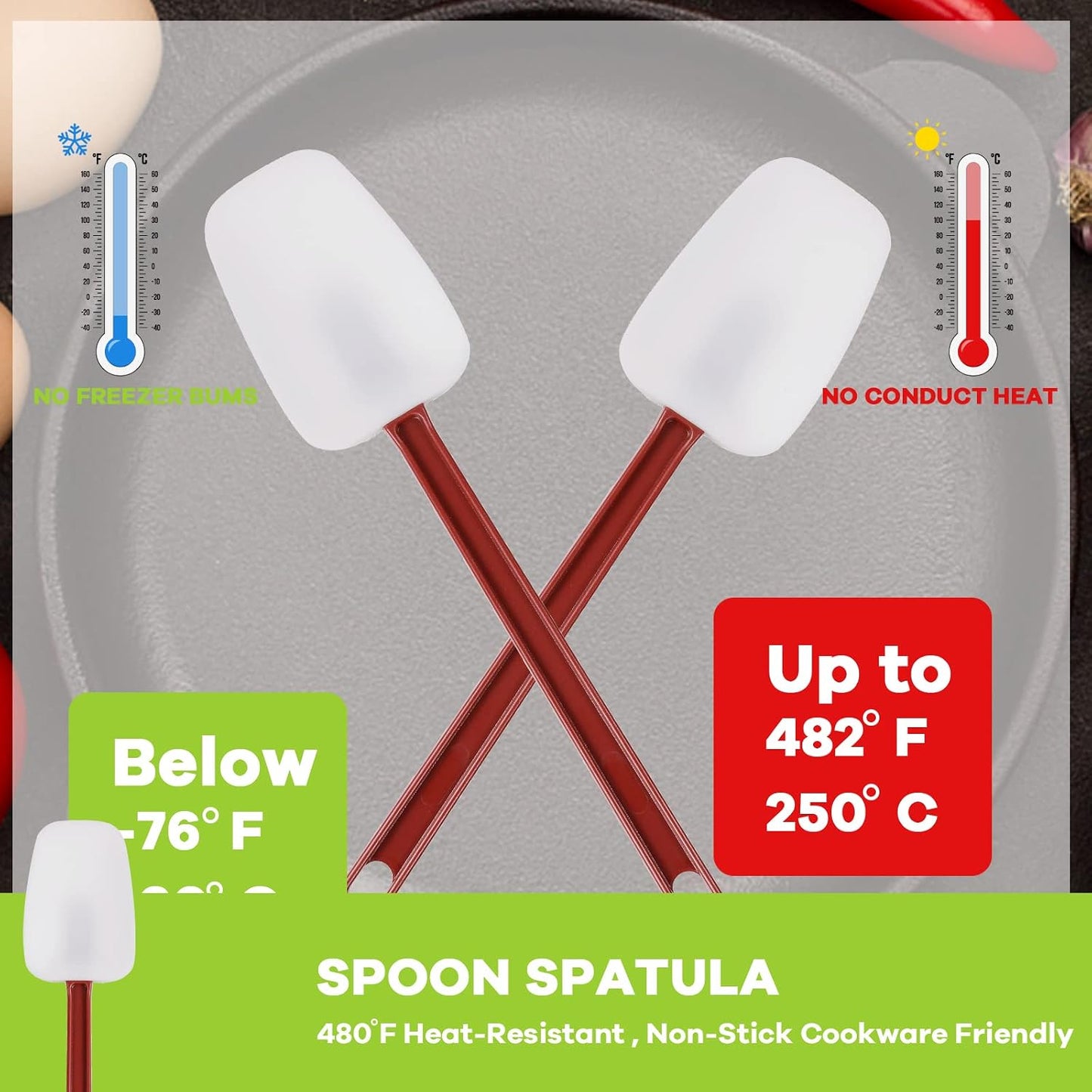 Silicone Rubber Spatula and Spoon Rubber Spatula Set of 3, High Heat Spatula Spoon, Commercial Spatula for Cooking, Commercial Rubber Spatula (3 Spoonula 16 Inches), White