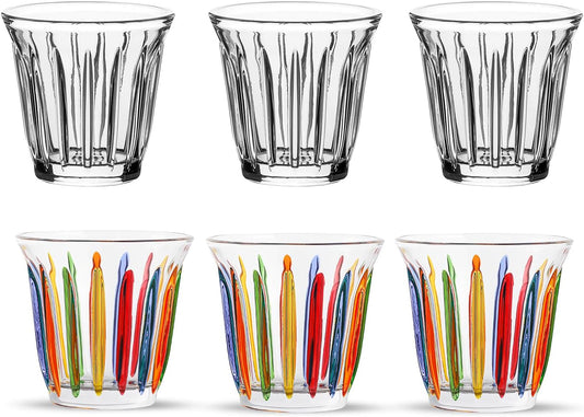 MHW-3BOMBER Small Glass Cups Set of 6 Drinking Glasses 3OZ Latte Glasses for Espresso, Beverage, Water, Whiskey, Juice,
