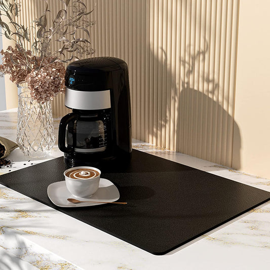Coffee Mat 12''x19'' Dish Drying Mats for Kitchen Counter - Absorbent Hide Stain Bar Accessories Anti Spill Rubber Backed -