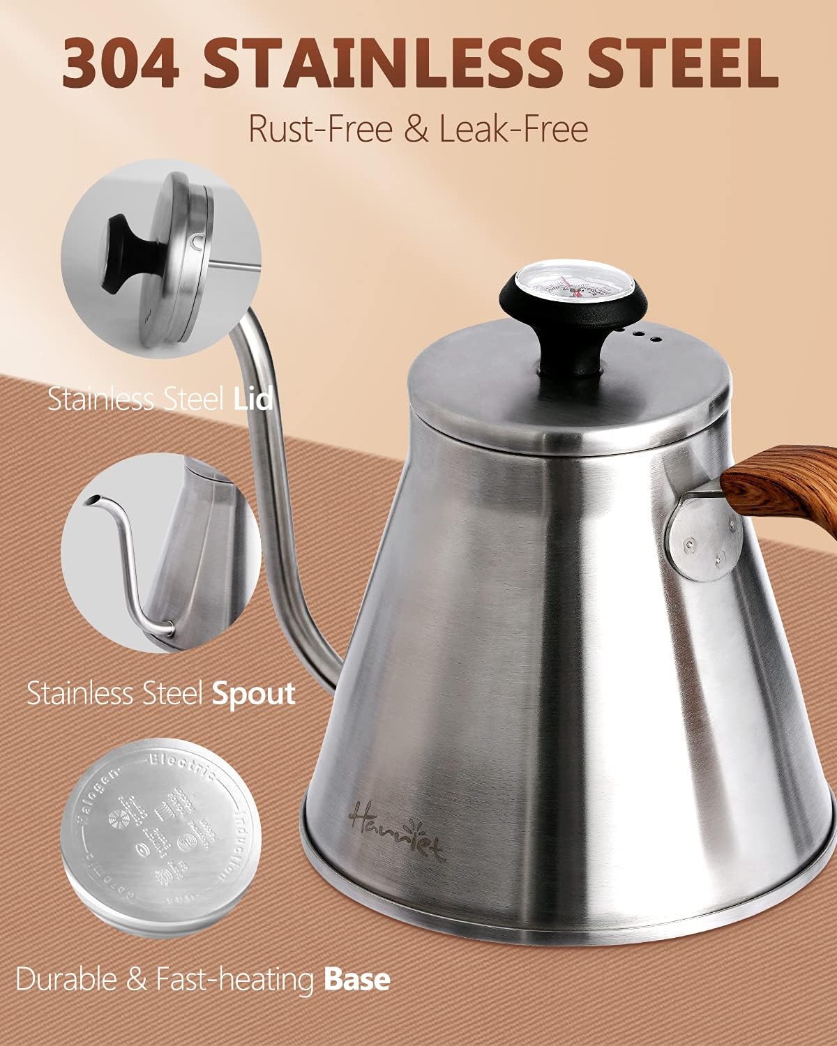 Harriet 37 oz Gooseneck Kettle for Stovetop, Pour Over Coffee Kettle