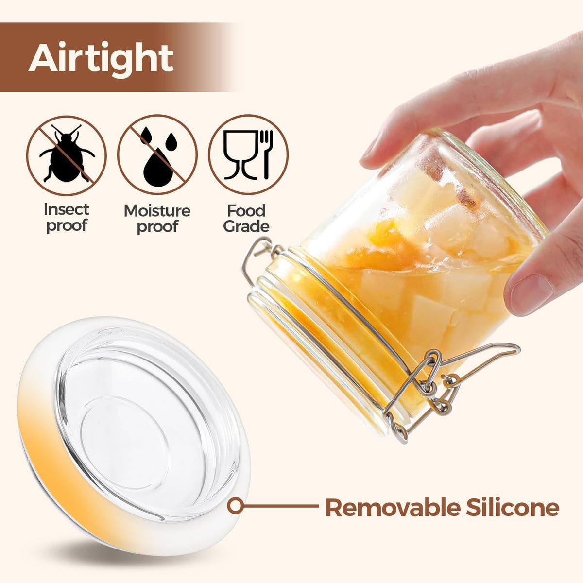 ComSaf Small 8 oz Glass Jars with Airtight Lids 12 Pack Jam Pantry