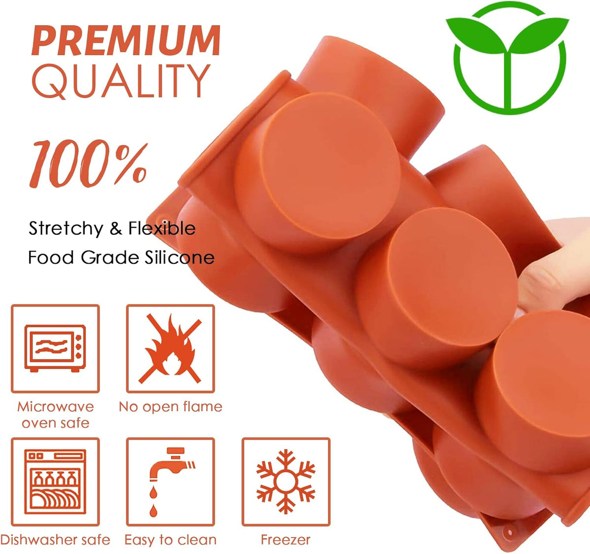 2 Pack Round Chocolate Cookie Molds, 12 Cavity 2.1" Cylinder Silicone Mold for Chocolate Cookie, Cake, Candy, Pudding, Mini Soap (Brown)