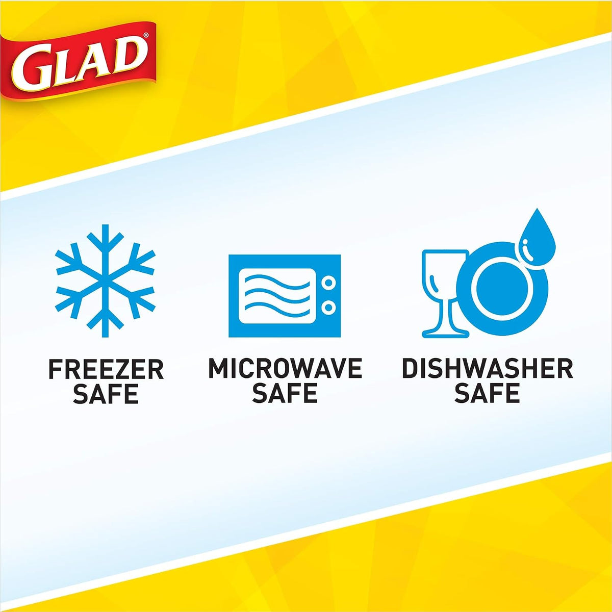 Glad GladWare Deep Dish Food Storage Containers, Large Rectangle - Meal Container Holds up to 64 Ounces of Food - Lock Tight Seal, 3 Count - 6 Pack