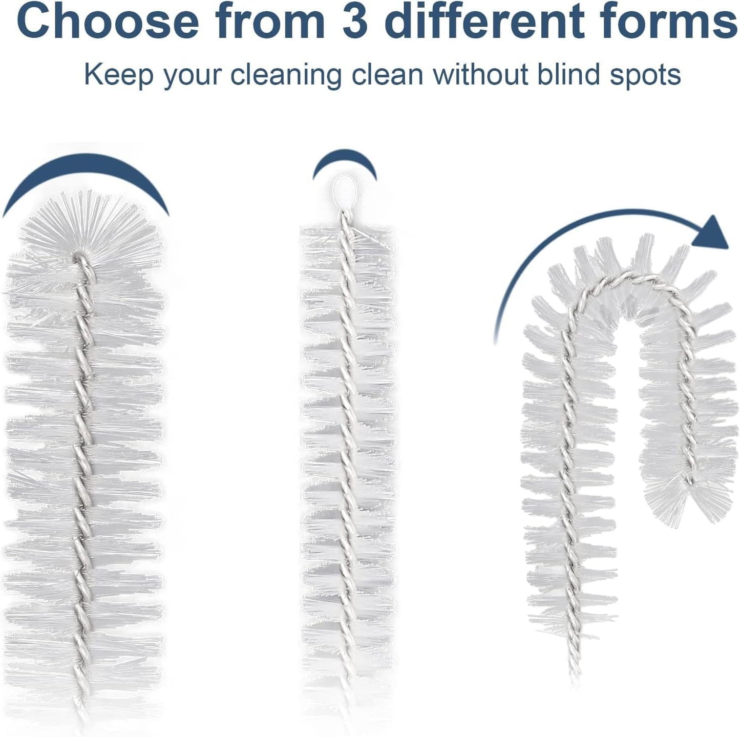 Ixiaoyoo 12 Pcs Bottle Cleaner Brushes Set, 11.8 Inch Nylon Cleaning Brush | White Straw Cleaner Brushes for Tumbler, Sippy Cup, Water Bottles, Hummingbird Feeders, Pipes, Sink Drain &amp; Pet Waterers