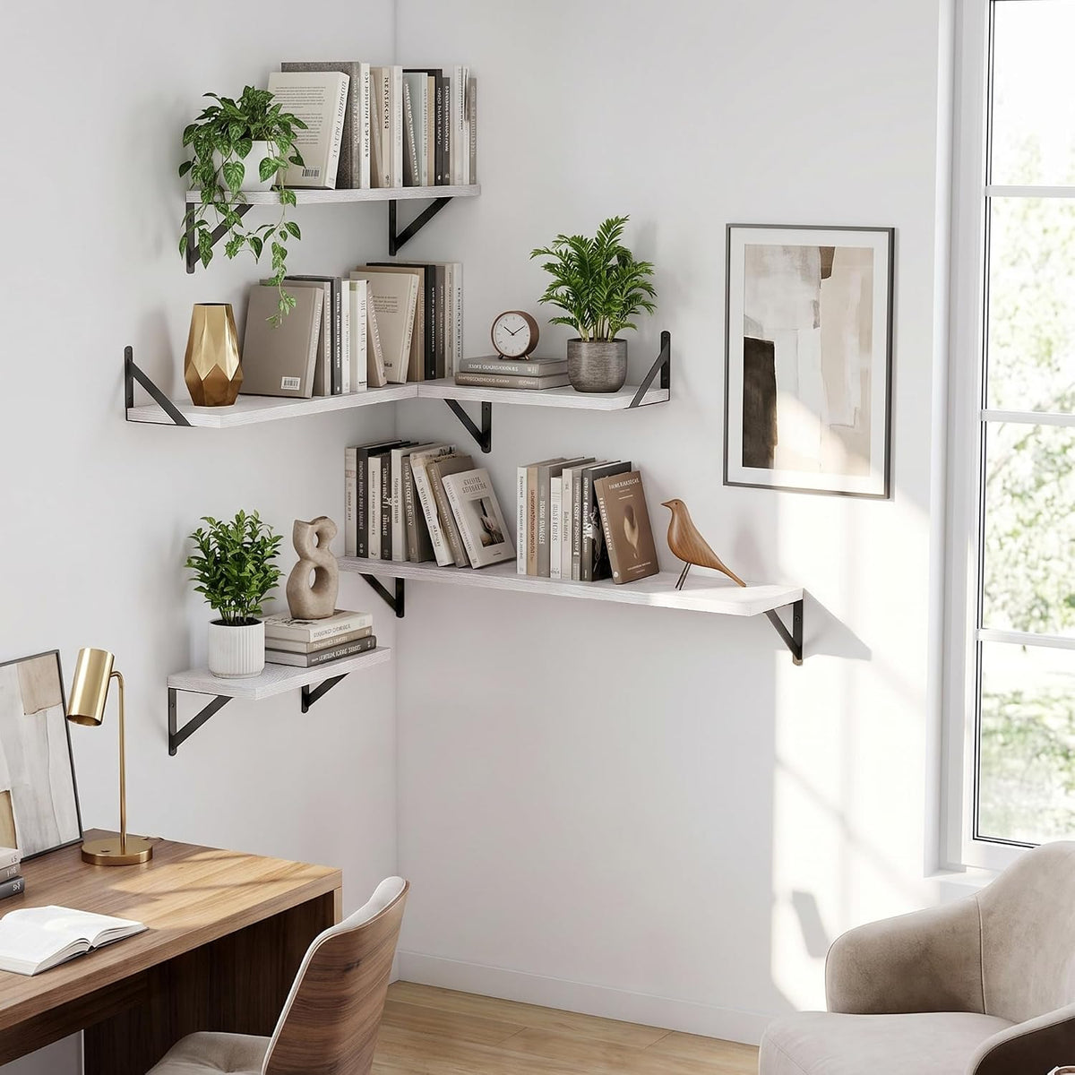 Dreamland Wall Mounted Floating Shelves Set of 2, 16x8, White