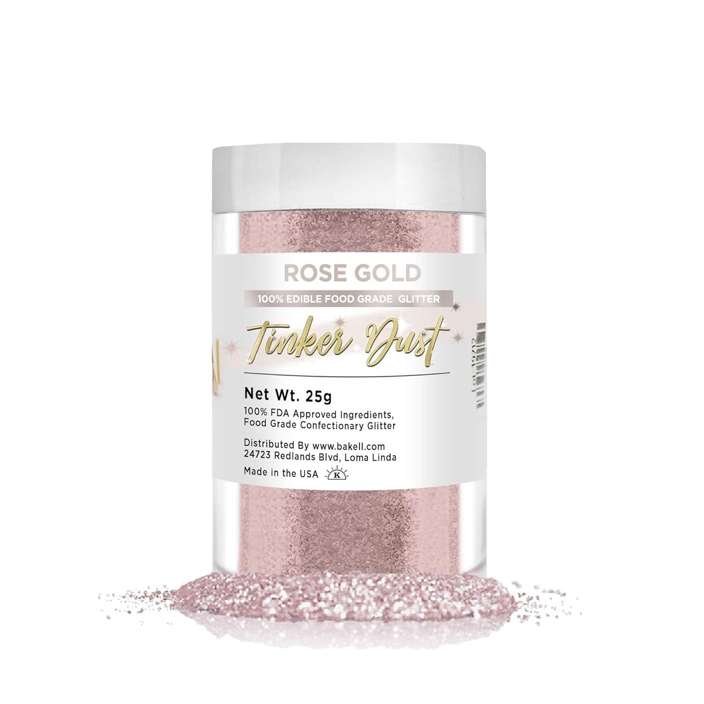 BAKELL Rose Gold Edible Glitter, 25 Grams | TINKER DUST Edible Glitter | KOSHER Certified | 100% Edi