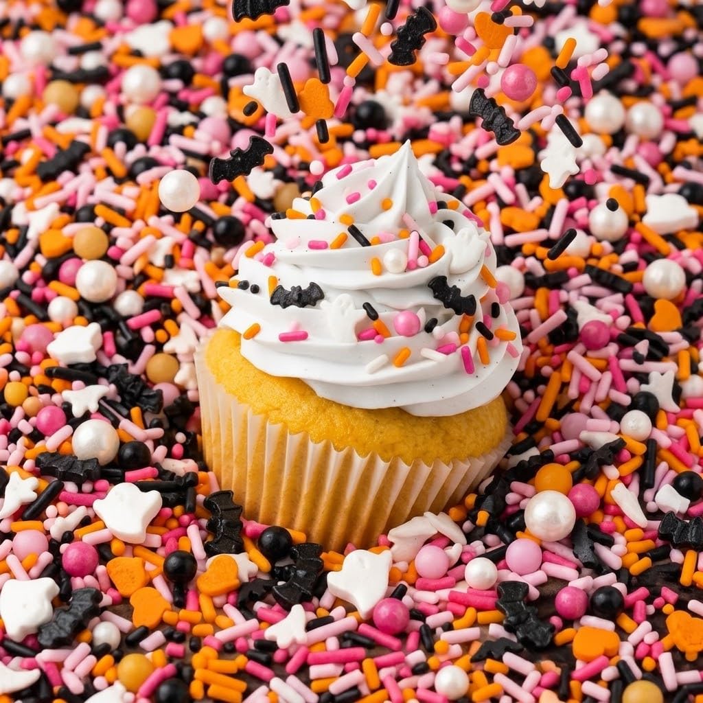 Manvscakes Sprinkles - Themed Sprinkles for Cake Decorating, Sprinkle Mix for Cookies, Ice Cream, Fondant Cake, Caramel Apples, Cupcakes &amp; Other Desserts, Assorted Halloween Sprinkles, 4 oz