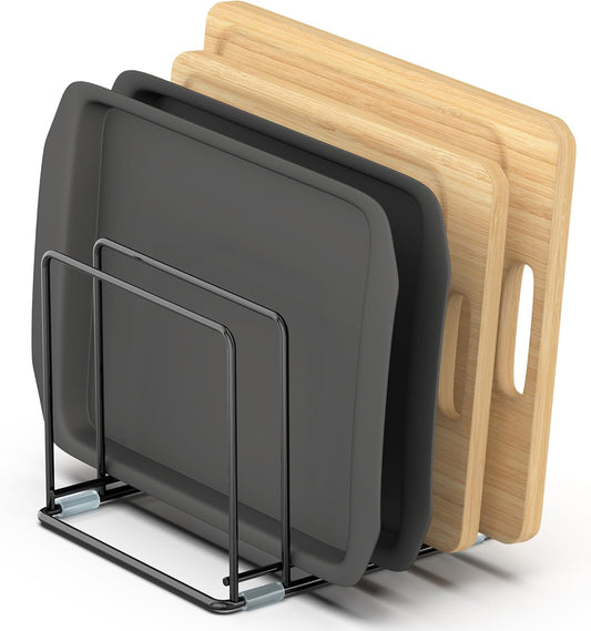 Cutting Board Organizer, Kitchen Cabinet Organizer, Divided Rack with 5 Slots for Baking Trays, Cutting Boards - Cookie
