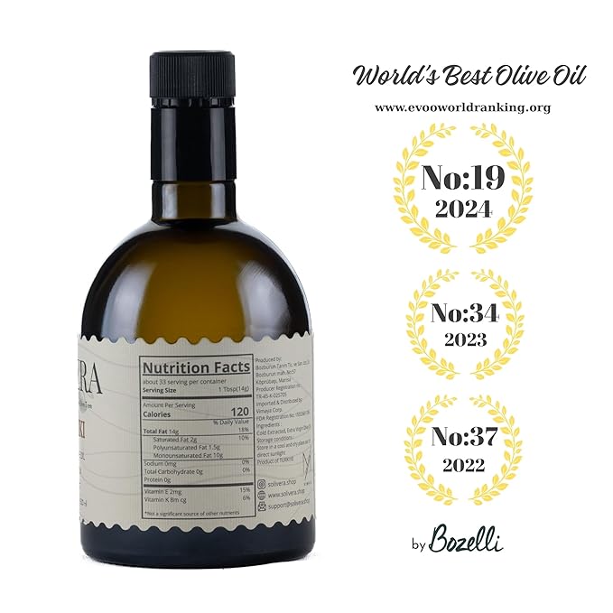 Solivera Koroneiki Extra Virgin Olive Oil Cold Pressed, 400+ High Polyphenols, Bold & Herbaceous, Single-Origin Hand Picked Organic Olive Oil, Healthy Gourmet Oil – 16.8 fl. oz. (Koroneiki)