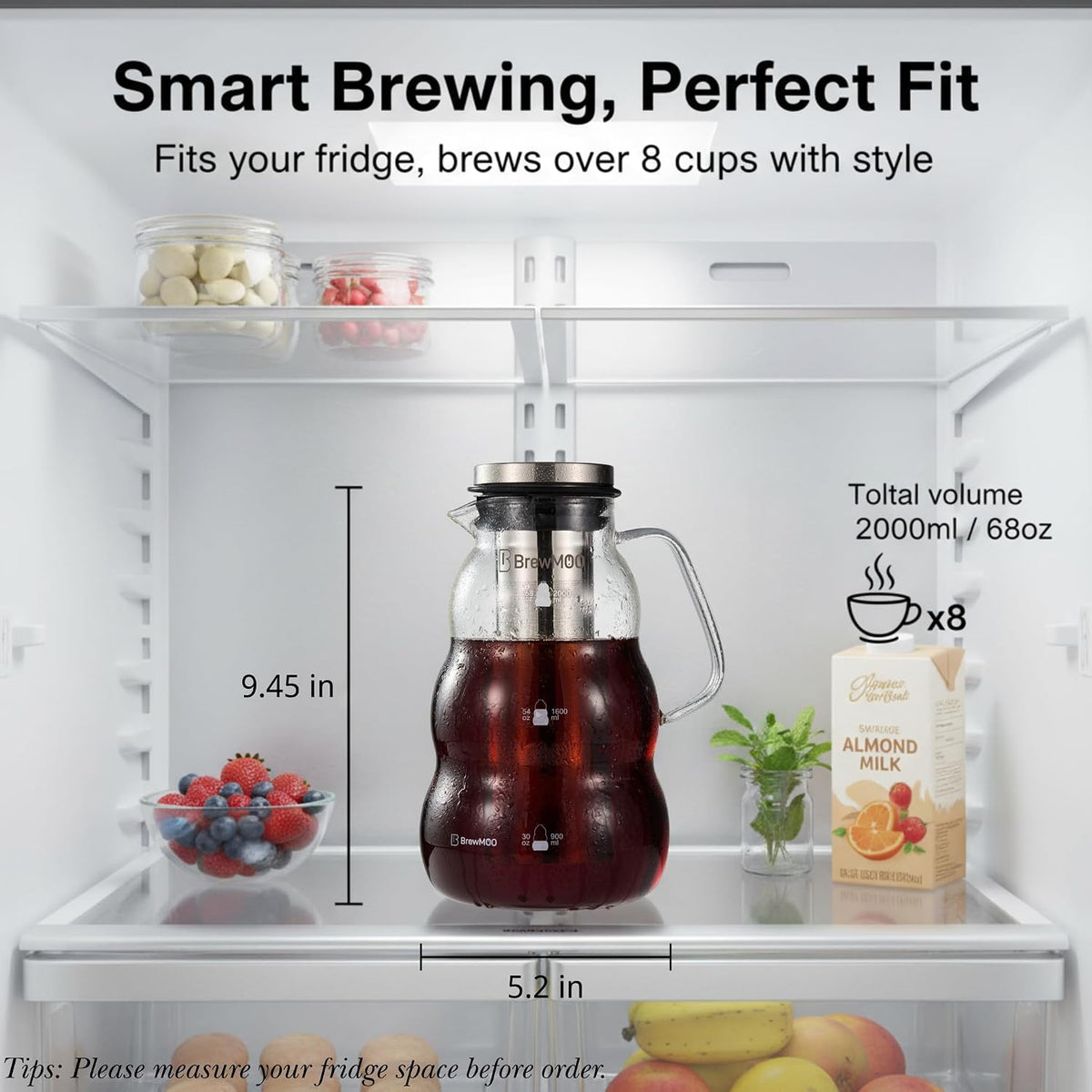 Sleek Wave 2.0 L/68 oz Cold Brew Coffee Maker Pitcher