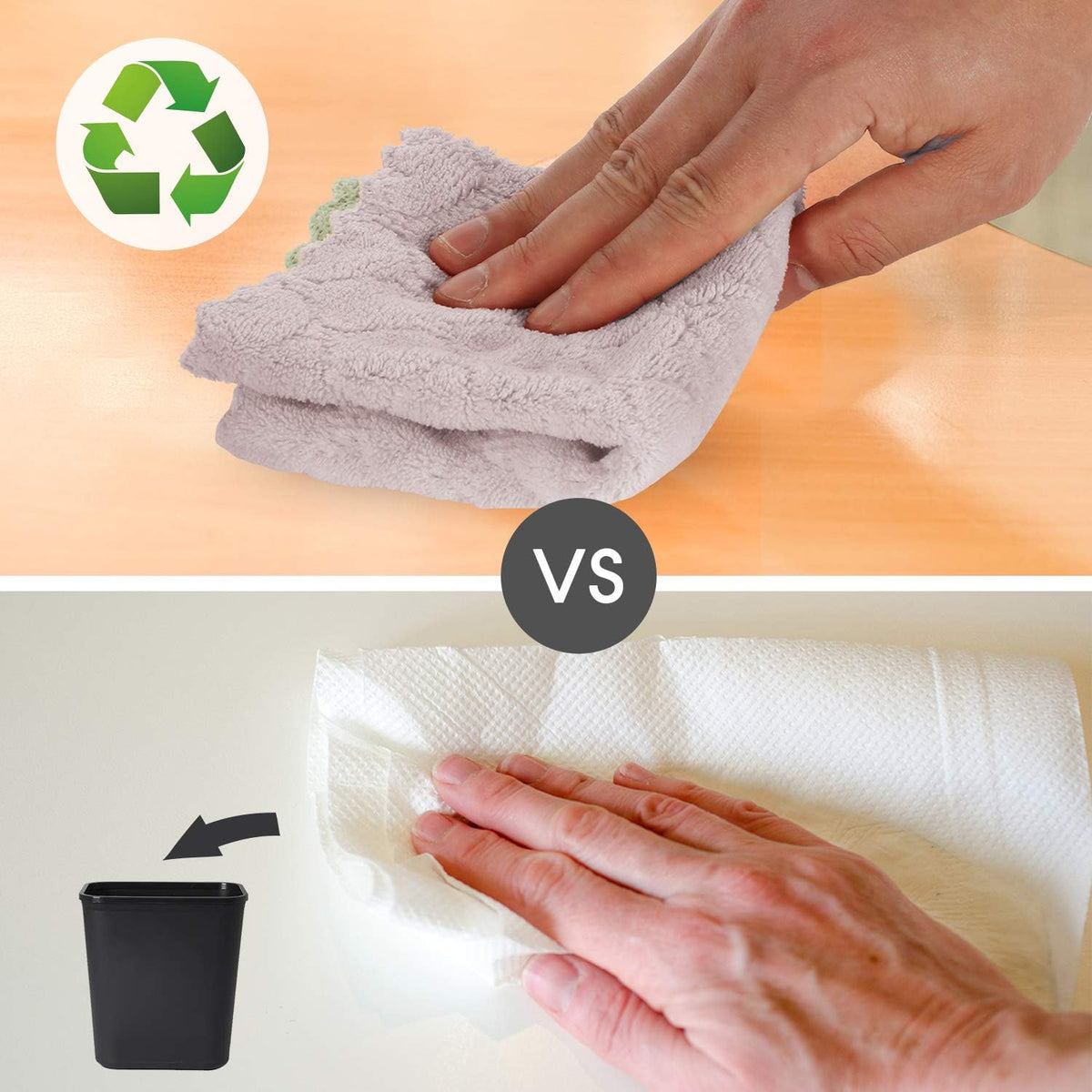 kimteny Microfiber Dish Cloths for Washing Dishes 5 Pack, Green-Grey