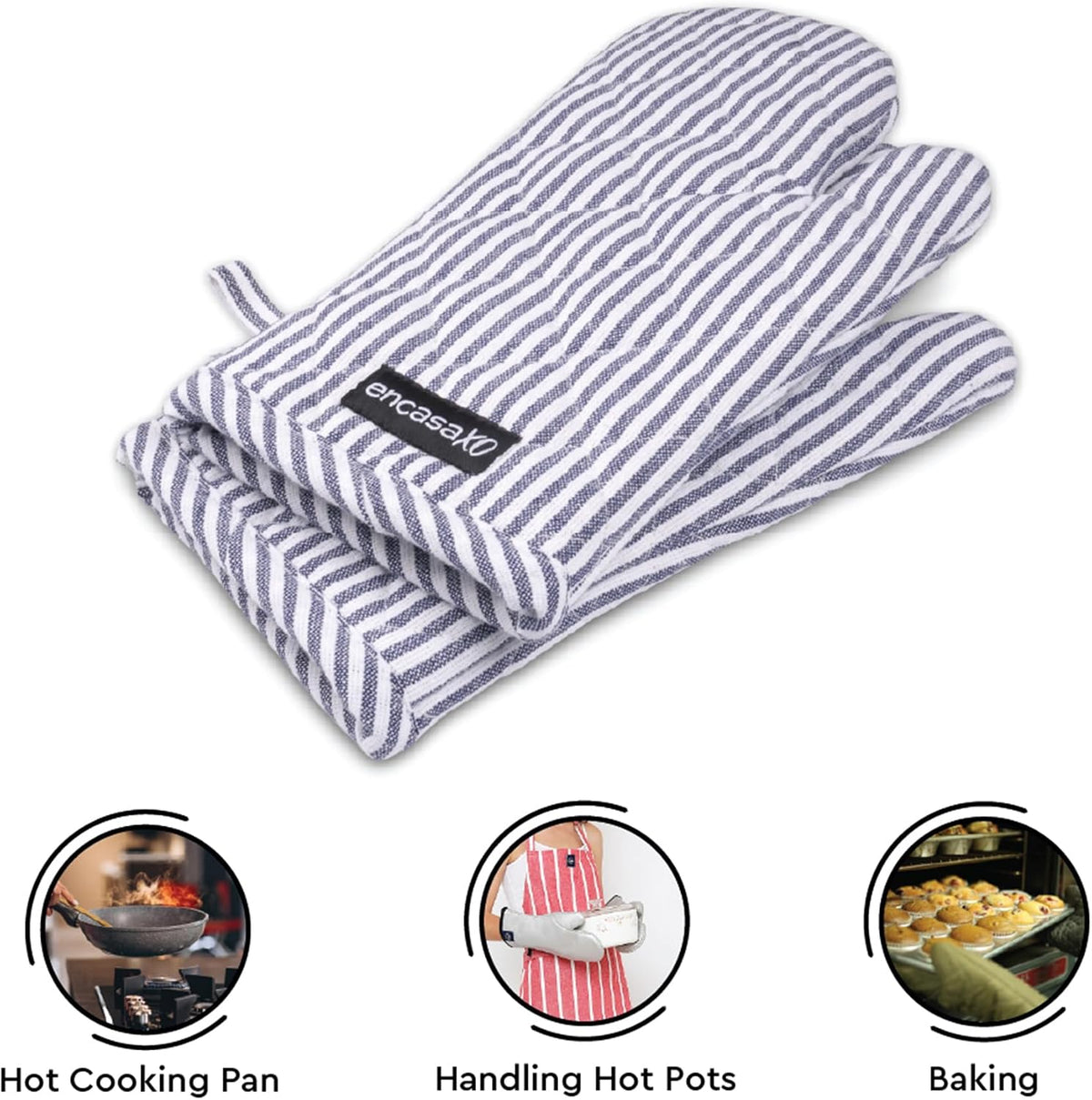 Encasa XO Oven Mitts, Heat Resistant Kitchen Gloves, Microwave