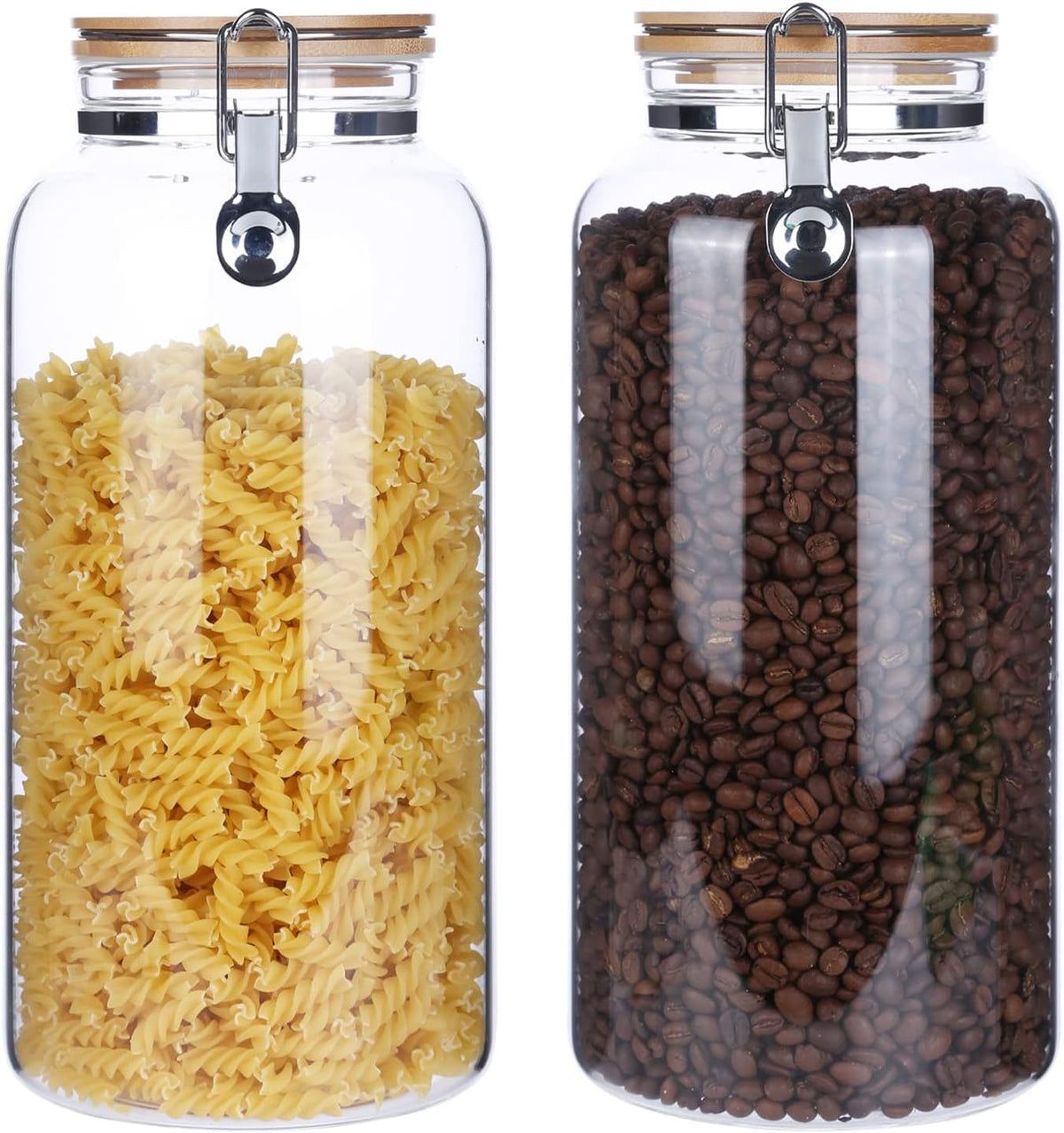 KKC HOME ACCENTS 95oz Glass Jars with Airtight Wooden Lid, 2 Pack
