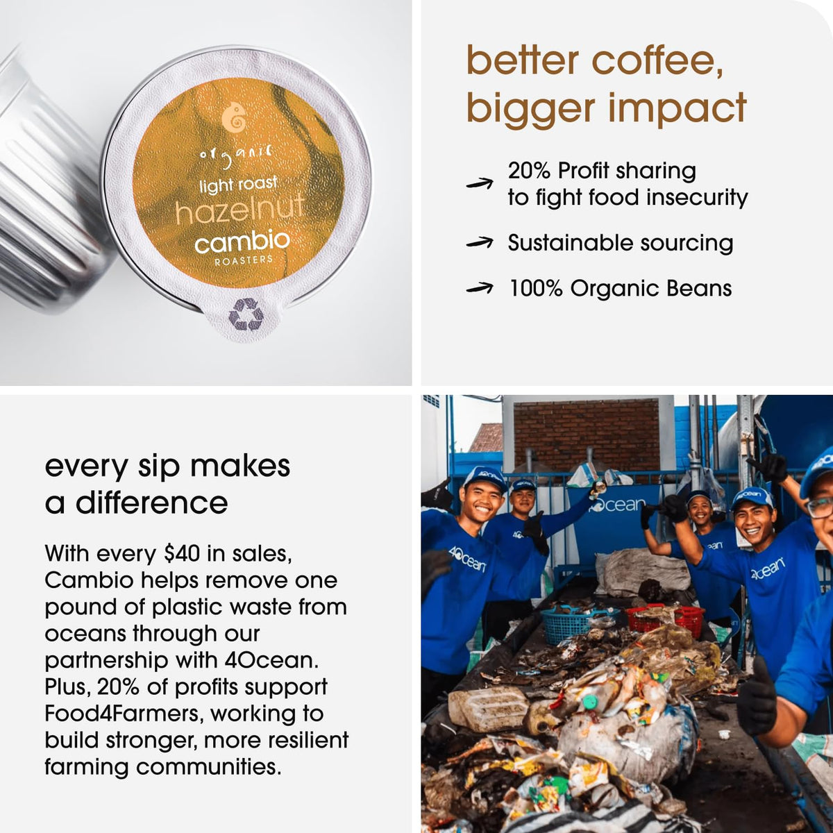 Cambio Roasters Hazelnut Coffee Pods - Recyclable Aluminum Pods, 10ct | Hazelnut Light Roast Organic Coffee in Recyclable Aluminum Coffee Pods. Compatible with Keurig® Brewers.