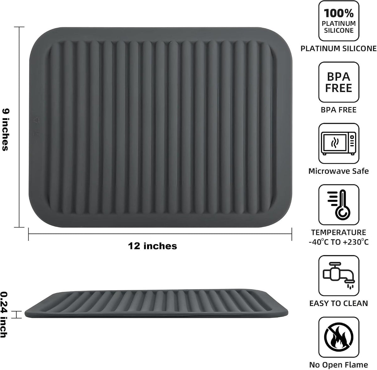 Silicone Trivet Mat for Hot Pots and Pans, Heat Resistant Silicone Mat, Multipurpose Trivets Mats, Flexible Durable Blue Hot Pads for Countertops, Non-Slip Rectangular Pad Pot Holder 2 Set