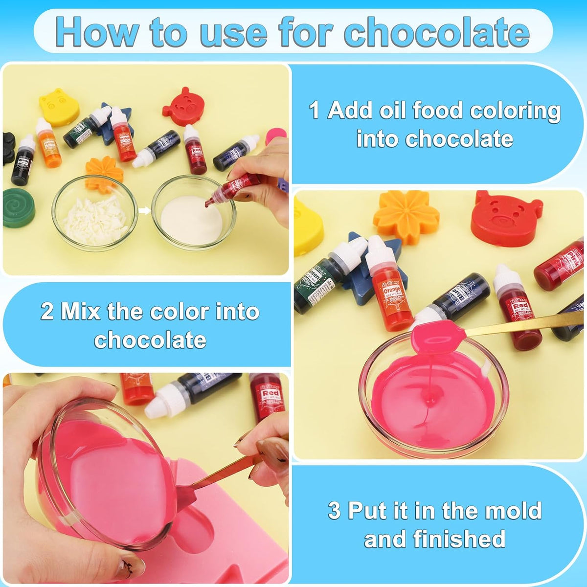 Oil Based Food Coloring - 8 Colors Upgraded Food Coloring for Chocolate