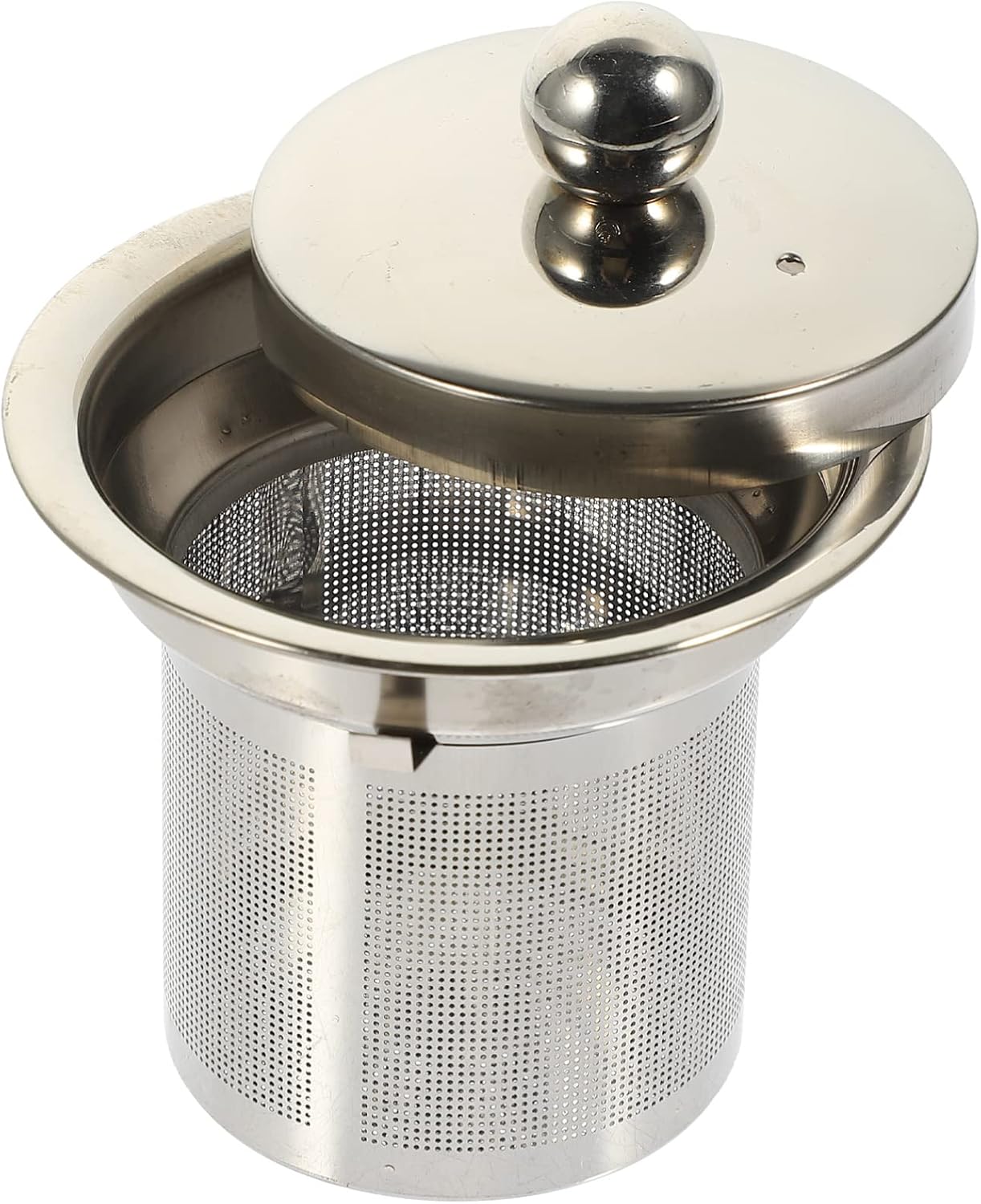 Hemoton Stainless Steel Tea Strainer Insert with Fine Mesh Filter and Lid Replacement Tea Infuser for Teapot Accessories Compact 3.00X2.44 Inch Suitable for Home Rooms and Restaurants