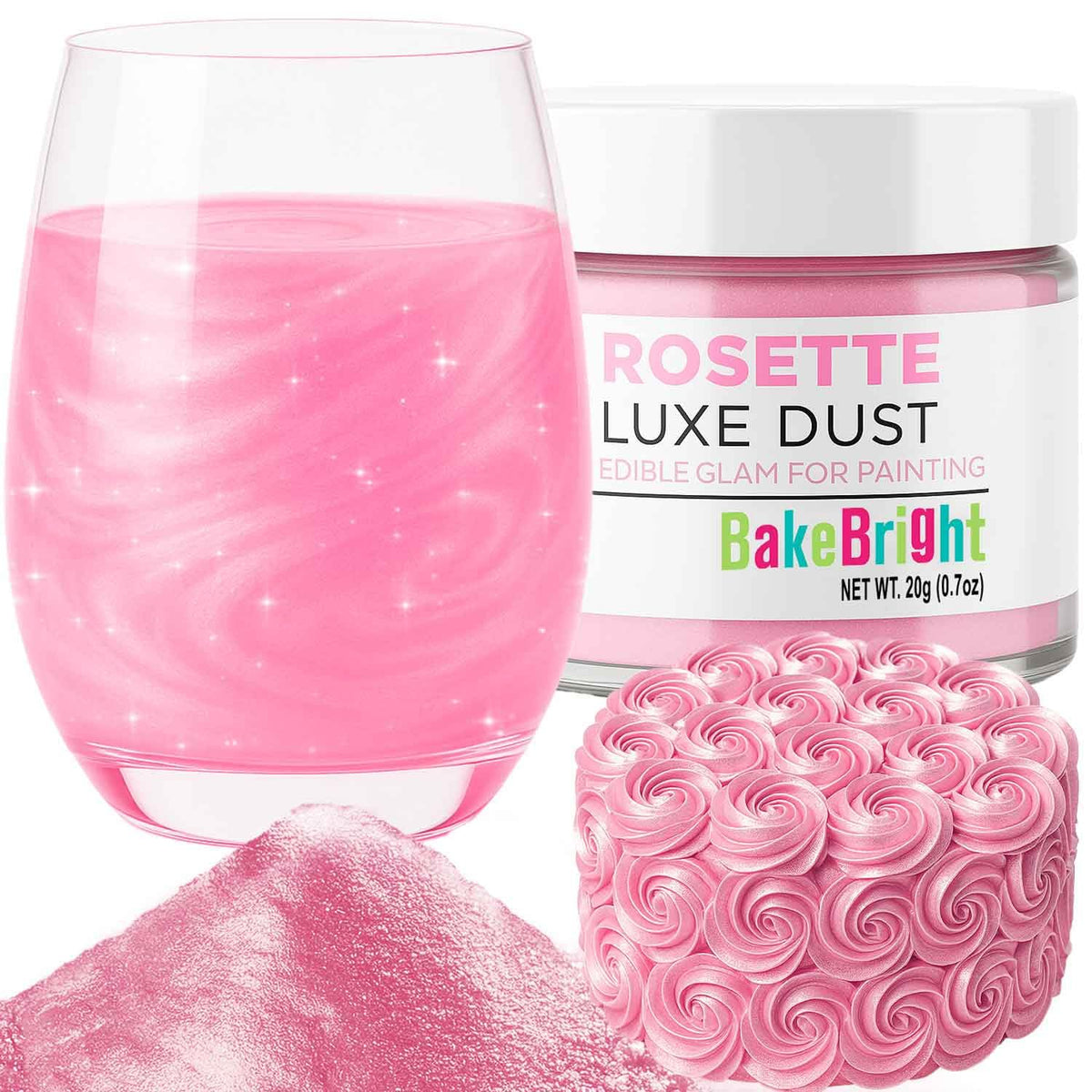 Luster Dust, Pink Luster Dust Edible Cake Decorations, Light Pink Edible Luster Dust for Drinks Cupcake Decorations, Cake Drip, Paint, Light Pink Fondant, Food Coloring