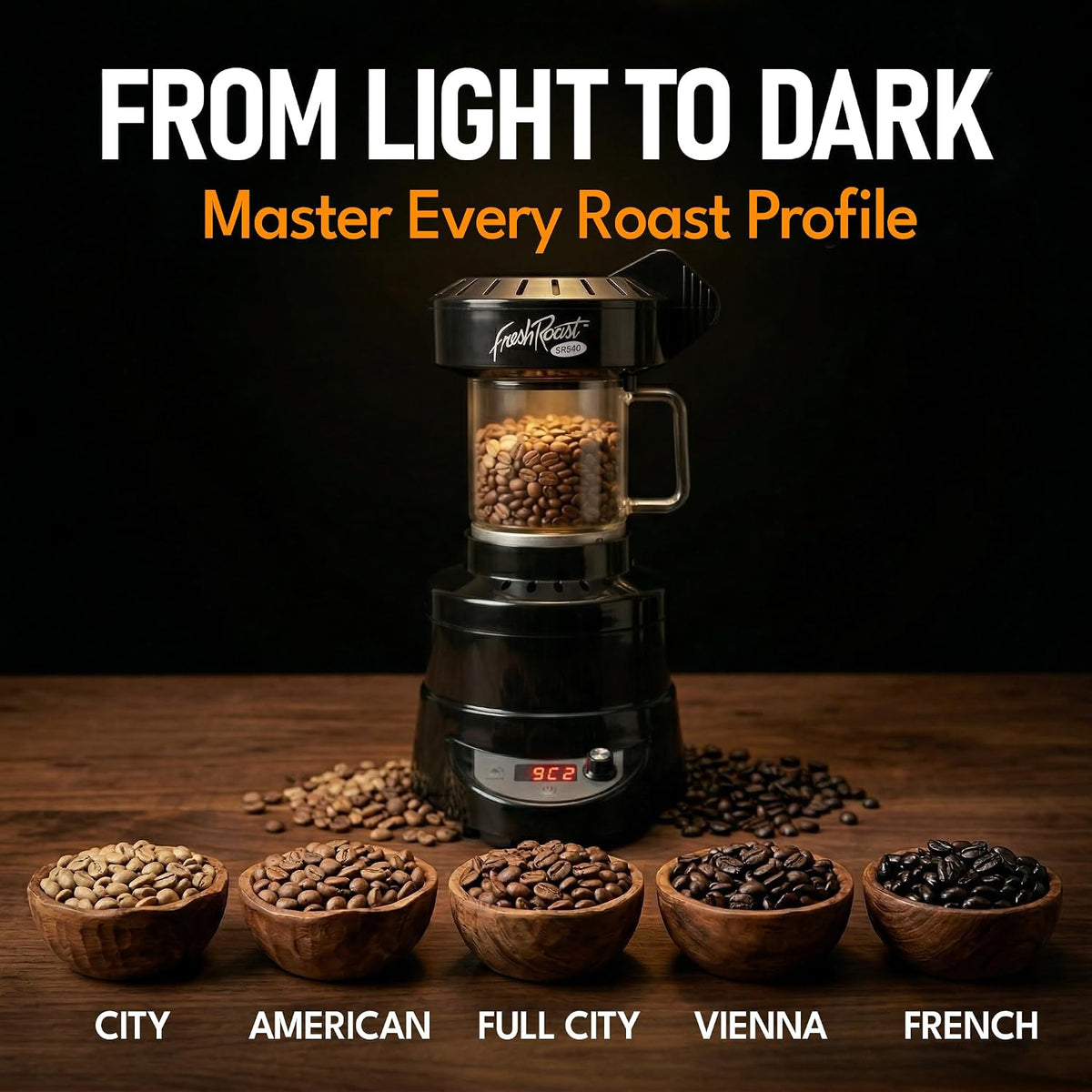 SR540 Automatic Coffee Bean Roaster | Roast Coffee At Home | Variable Heat Settings | Convection Fan Control | Digital Status Display | Speed Roasting System | The Freshest Roast On Earth