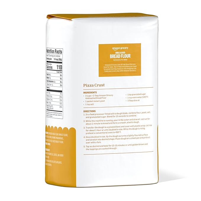 Amazon Grocery, Enriched Bread Flour, Unbleached, 5 Lb (Previously Amazon Fresh, Packaging May Vary)