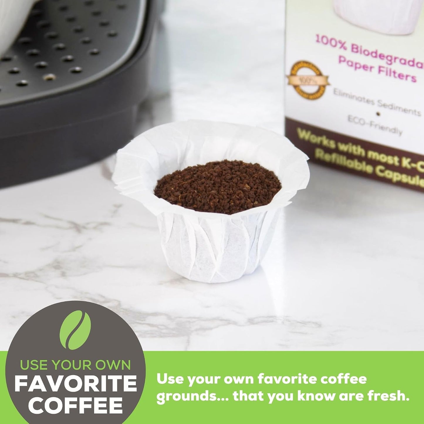 Perfect Pod Café Filters Paper Liners for Reusable K-Cup Coffee Pod, 400 Ct | Disposable Paper Liners, Fits Most Refillable Coffee Pods, Traps Sediment and Oils for Smoother Coffee and Easy Cleanup