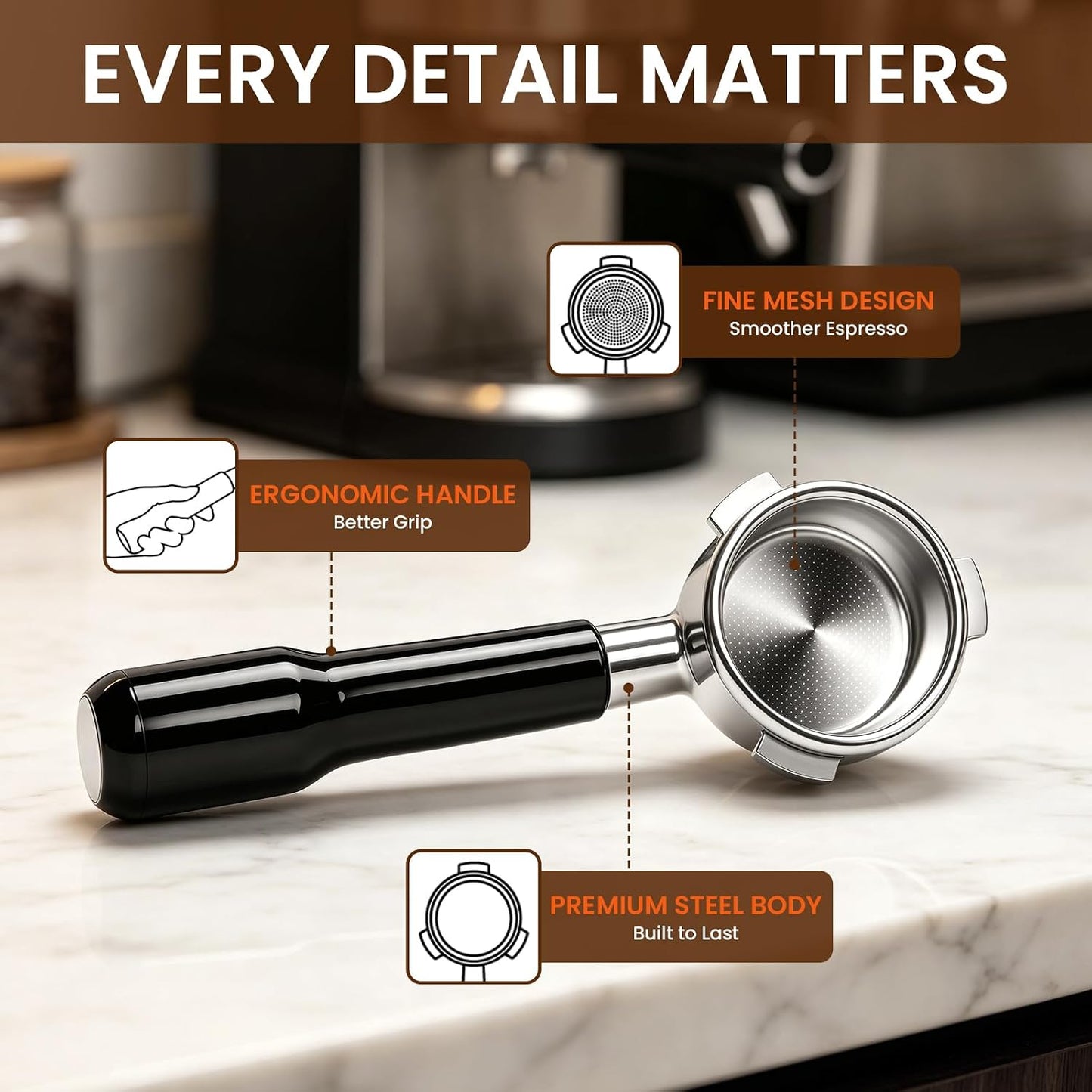 54mm Bottomless Portafilter for Breville BES870XL Barista Express Pro Touch