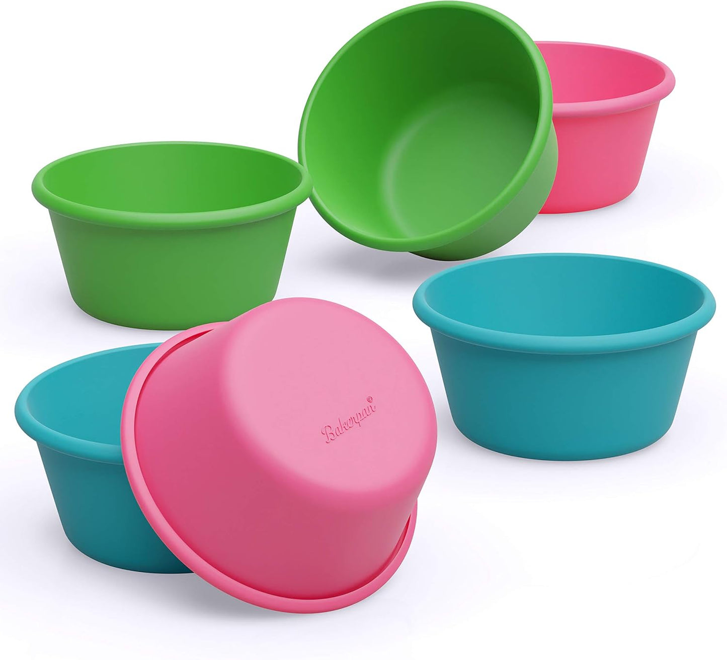 Bakerpan Silicone Jumbo Muffin Liners for Baking - Set of 6 Large 3.5 Inch Air Fryer Muffin Cups &amp; Jumbo Cupcake Liners for Egg Bites, Quiche, Cheesecake &amp; Muffins - Non-Stick, BPA-Free