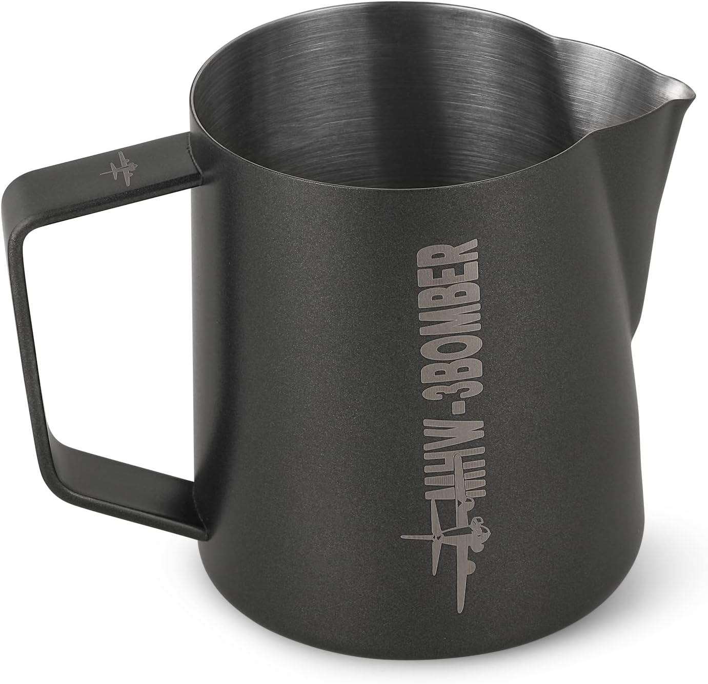 MHW-3BOMBER 20oz Milk Frothing Pitcher, World Champion Endorsed Espresso Steaming Pitcher with Crocodile-Shaped Precision Spout, Stainless Steel Latte Art Milk Jug for Baristas, 5.0 Black P5033B