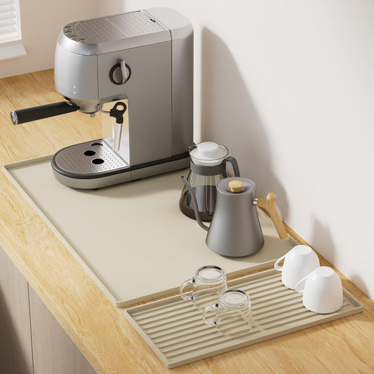 Golener Silicone Coffee Mat Set - 24" x 16" Coffee Bar Mat for Countertop, Kitchen Station Pad Accessories Fit Under Cafe