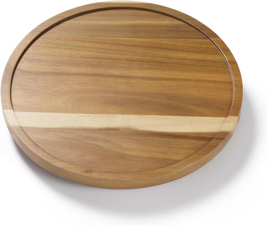 LAMU 12'' Acacia Wood Lazy Susan Organizer for Table Top, Lazy Susan Turntable for Cabinet, Kitchen, Countertop, Pantry Organization