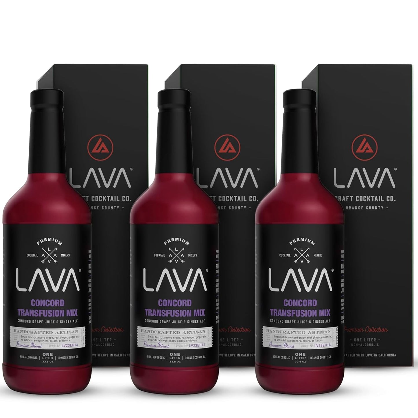 (3 Pack) LAVA Premium Concord Transfusion Mix made with concord grape juice, real ginger, ginger ale