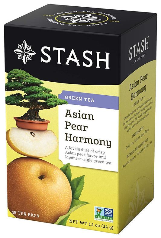 STASH Asian Pear Harmony Green Tea, 108 Bags (6 Boxes of 18), Caffeinated