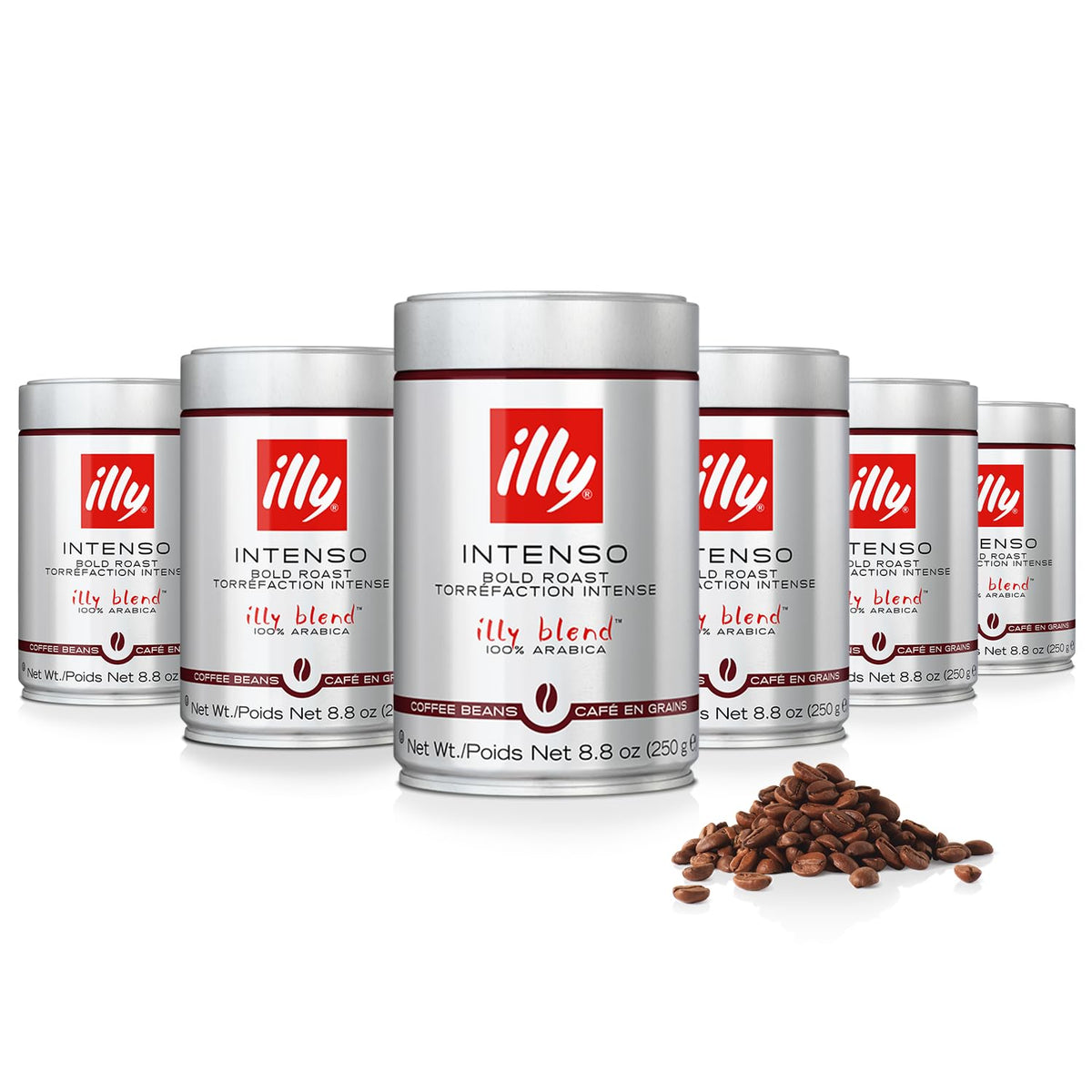 illy Whole Bean Coffee, Intenso Bold Roast, 8.8oz, 6 Pack | 100% Arabica, Premium Italian Coffee, Ideal for Espresso, Drip, Moka and French Press Brewing