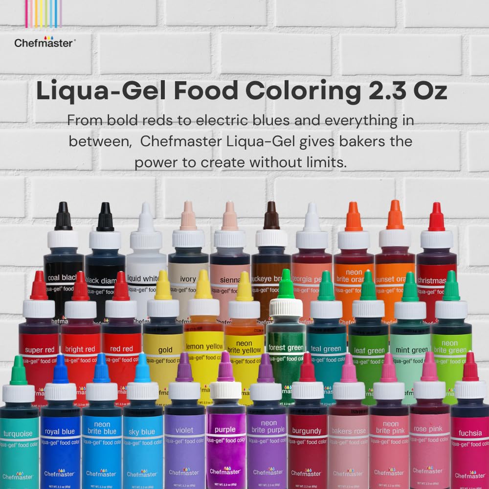 Chefmaster Golden Yellow Liqua-Gel® Food Coloring | Vibrant Color | Professional-Grade Dye for Icing, Frosting, Fondant | Baking & Decorating | Fade-Resistant | Easy-to-Use | Made in USA | 2.3 oz