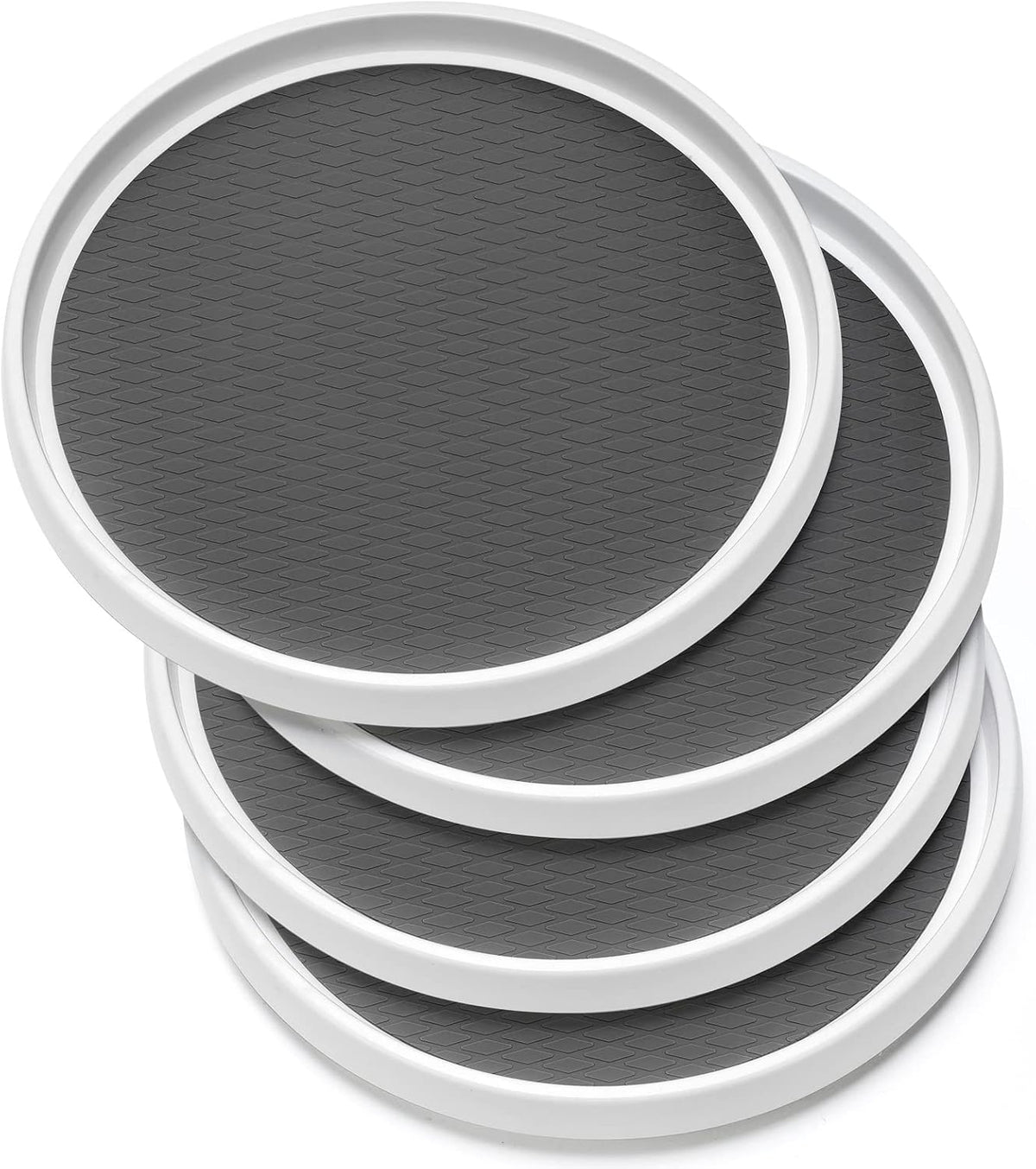 12-Inch Non-Skid Turntable Lazy Susan Organizer [4 Pack] - Spinning Rack for Cabinet Table Top, Pantry Organization Storage, Kitchen, Fridge, Vanity, Countertop, Under Sink Organizing, Spice Spinner