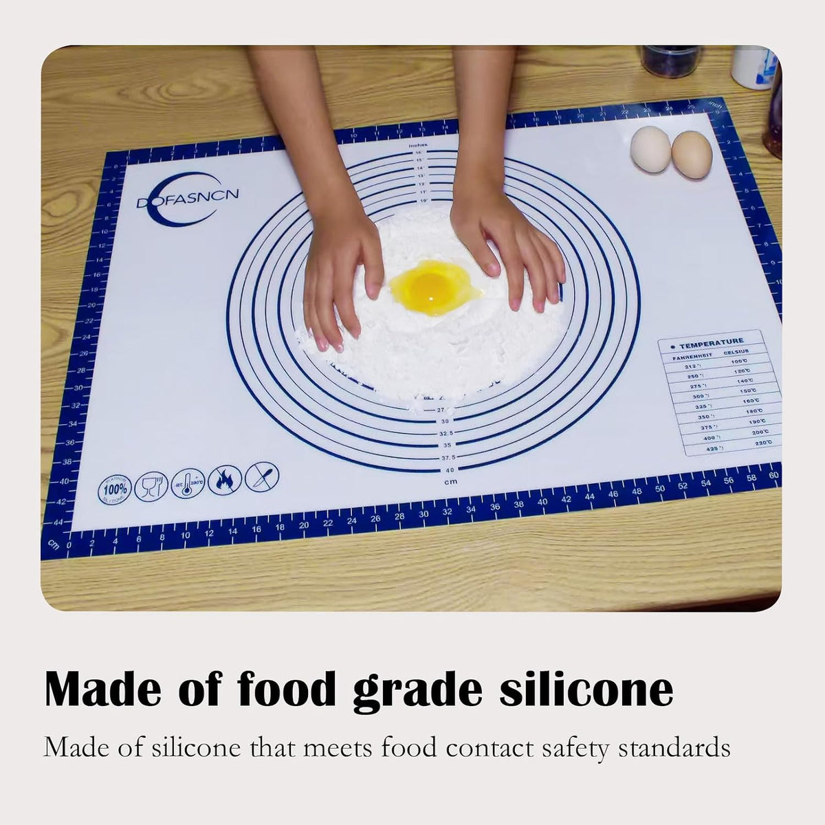 Silicone Pastry Mat for Rolling Dough Non Slip Non Stick Dough Mat for Restaurants &amp; Home Baking (blue, 19.7"x27.6")