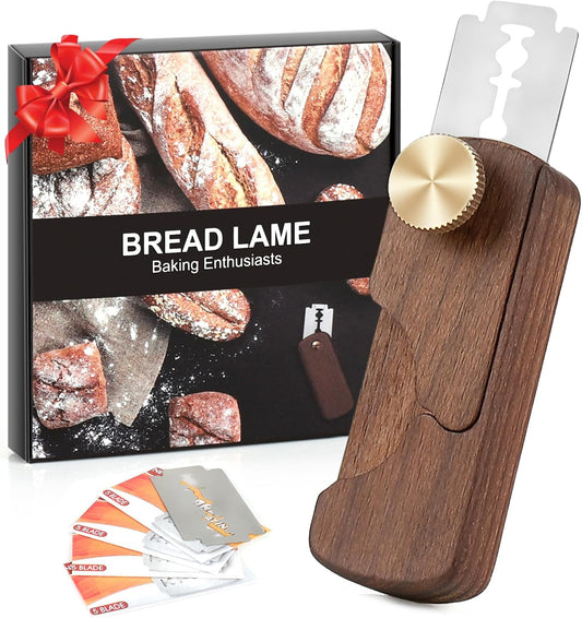 Magnetic Wooden Bread Lame Dough Scoring Tool,Hand Crafted Sourdough Lame Scoring Tool,Bread Scorer Tool for Homemade Bread