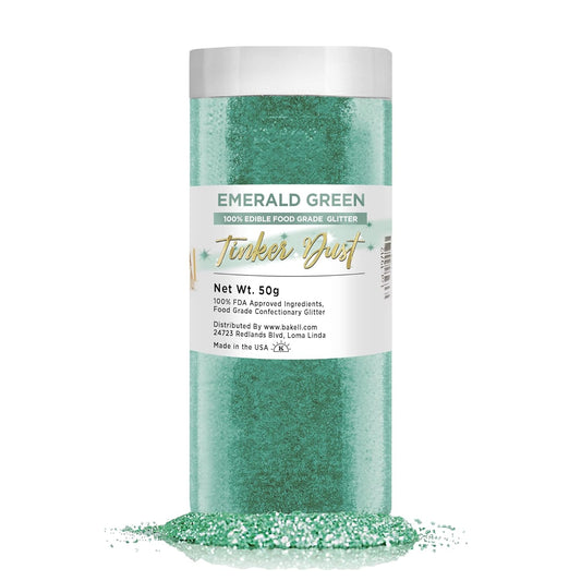 BAKELL Emerald Green Edible Glitter, 50 Grams | TINKER DUST Edible Glitter | KOSHER Certified | 100% Edible Glitter | Cakes,