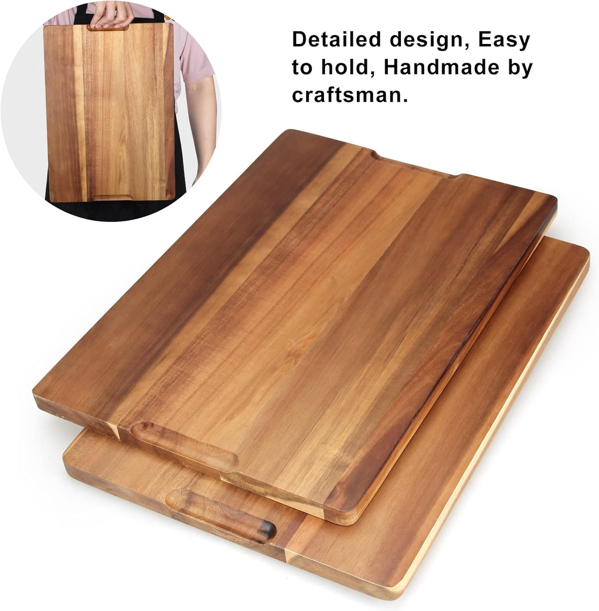 Acacia Wood Chopping Cutting Boards for Kitchen Wooden Charcuterie Board | Bread Cheese Boards Butcher Block Solid Large Wooden Cutting Board Non Toxic Serving Meat Board Hardwood Teak Cutting Board