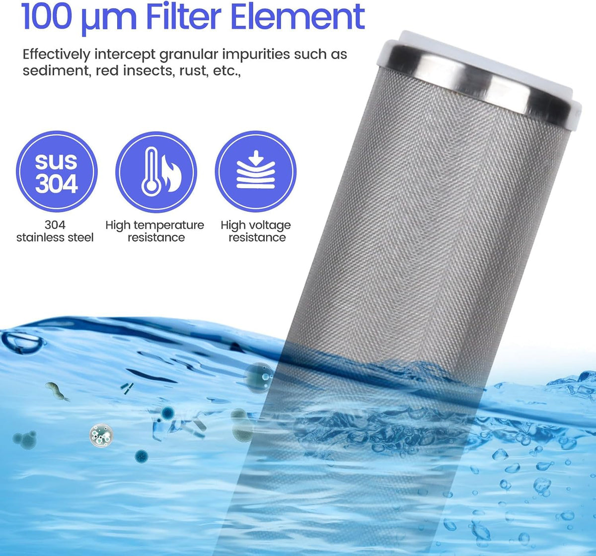Stainless Steel Cleanable Wire Mesh Filter Cartridge 10”Length