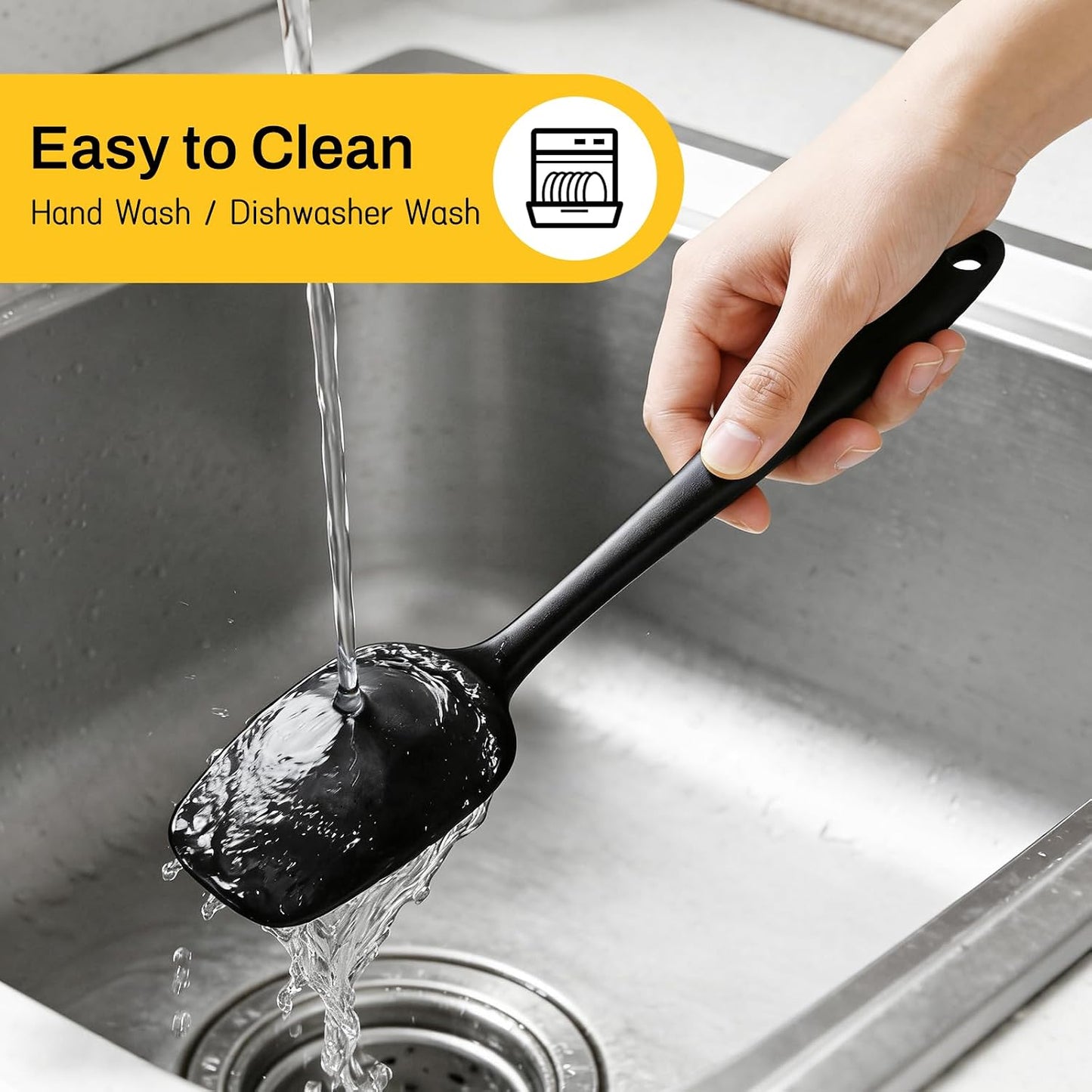NileHome 6 Pieces Silicone Spatula Set with Silicone Brush,Mixing-Black | Food-Grade Material,Heat Resistant Up to 600°F,Dishwasher Safe,BPA-Free