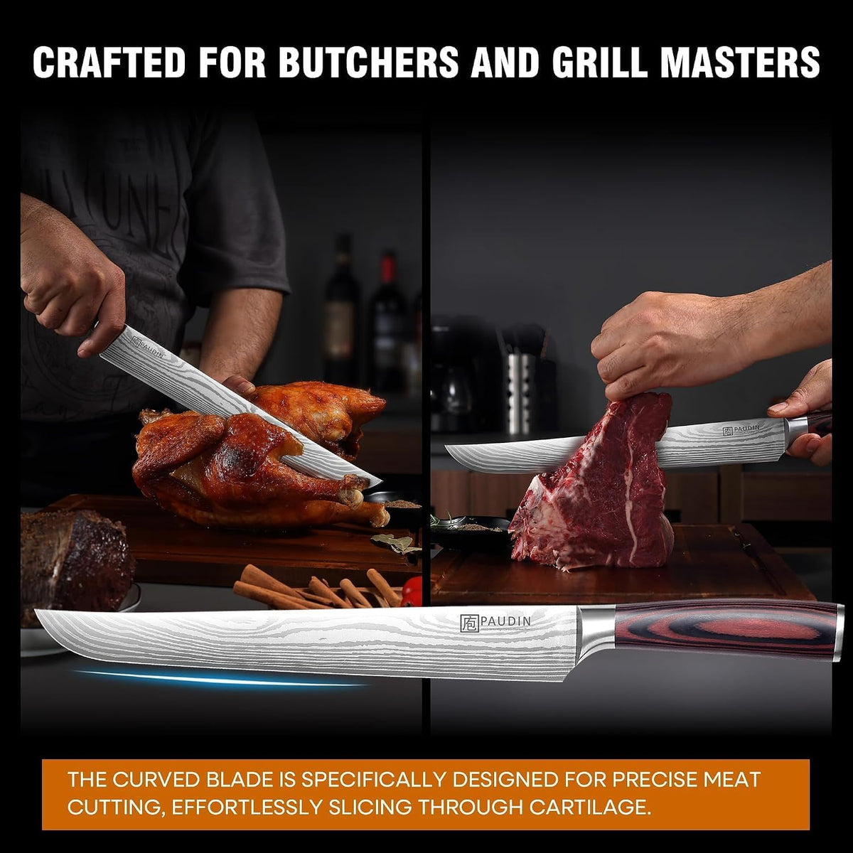 PAUDIN 12" Brisket Knife, Razor-Sharp Edge Slicing Knife for Brisket Meat