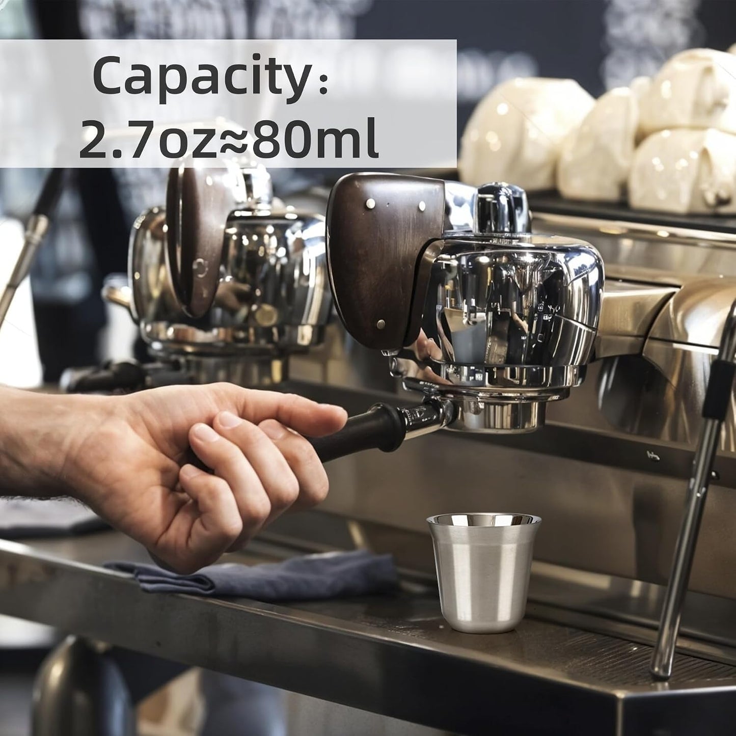RECAPS 80ml Stainless Steel Espresso Cups Set (Stainless Steel)