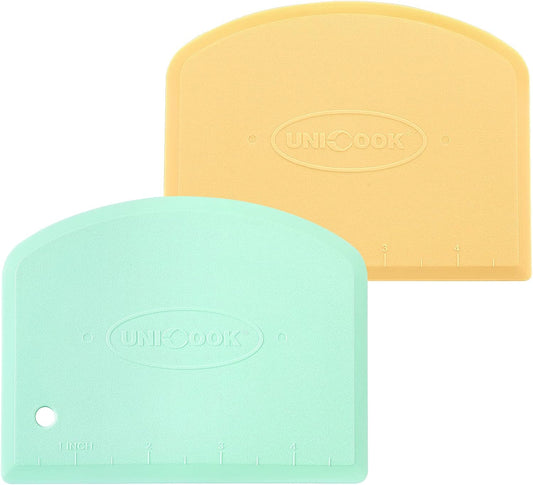 Unicook Dough Scraper, Flexible Bowl Scraper, Nonslip Bench Cutter with Measurement, Pastry Chopper, Multipurpose Kitchen